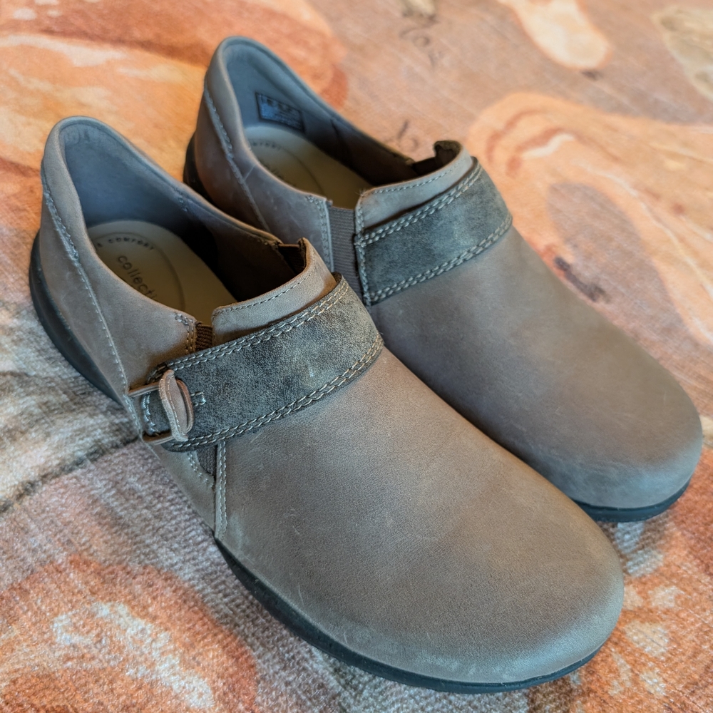Clarks Women's Gray Slip-On Shoes